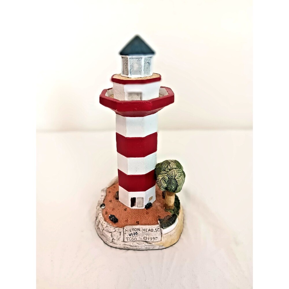 Bill Younger Signed Harbour Lights Hilton Head SC Lighthouse #136 1993 Resin